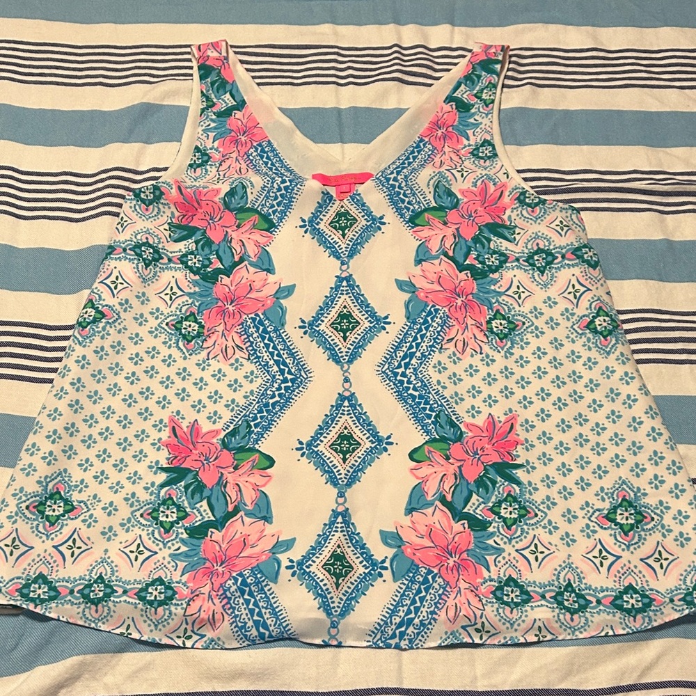 Lilly Pulitzer Floral Blue and Pink Top
